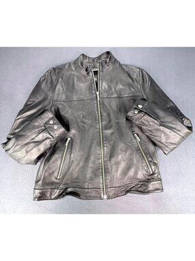 Vtg Wilsons Pelle Studio Cafe Racer Retro Wool Lined Leather Jacket Mens Sz Lrg